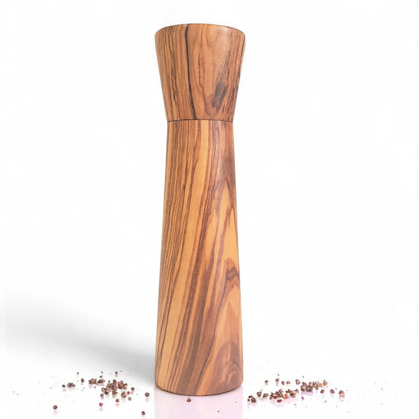 Olive Wood Mill with a Ceramic Mechanism, Grinder ( Salt, Pepper, Coffee, dried herbs and many spices) 9 inch height
