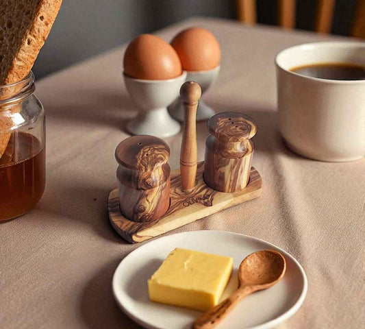 Olive Wood Salt and Pepper Shaker – Handcrafted Wooden Spice Set by OLIVIKO