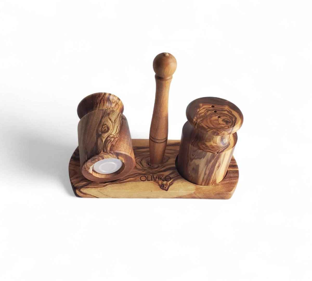 Olive Wood Salt and Pepper Shaker – Handcrafted Wooden Spice Set by OLIVIKO
