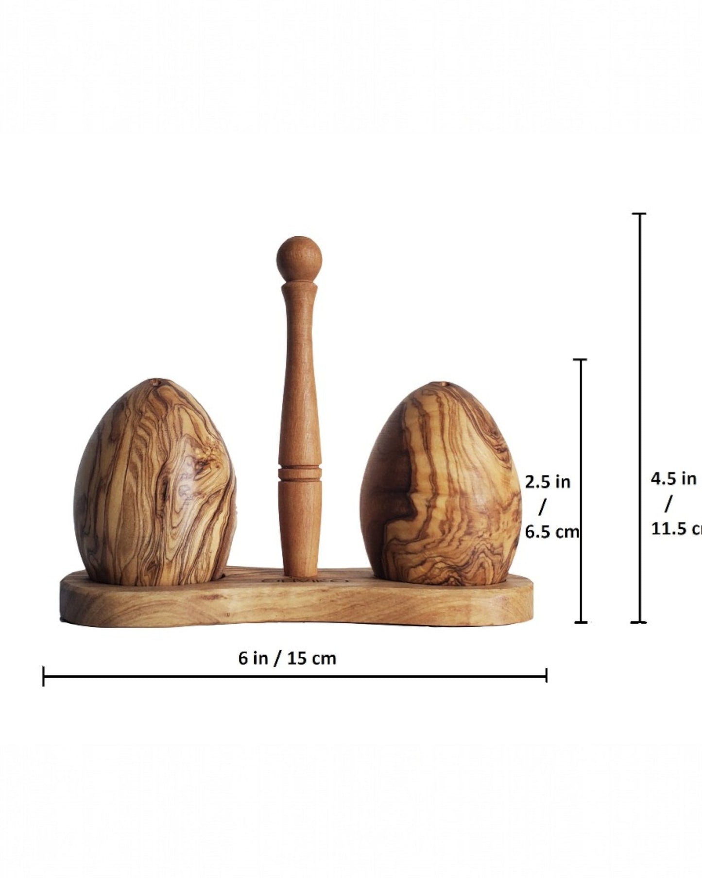 Handmade Olive Wood Egg Salt and Pepper shaker