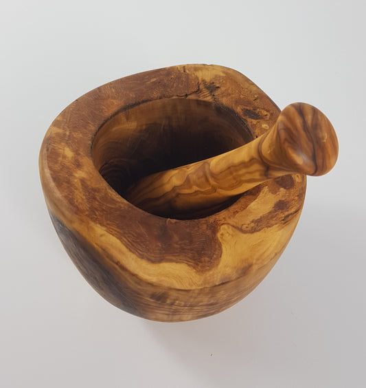 OLIVIKO 100% olive wood Mortar and Pestle Wooden Handmade