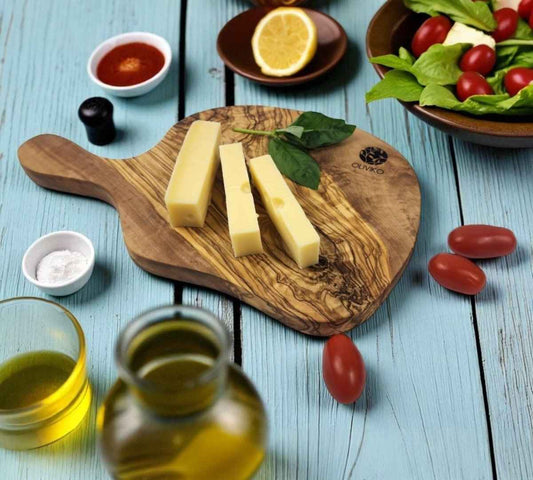 OLIVIKO Olive Chopping Board – Handmade Olive Wood Board 12.5×7.25 in