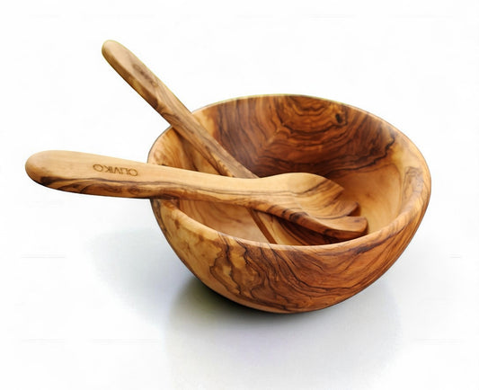 OLIVIKO 100% Handmade Olive Wood Bowl, salad Bowl, snack Bowl 8 / 20 cm inch Bowl