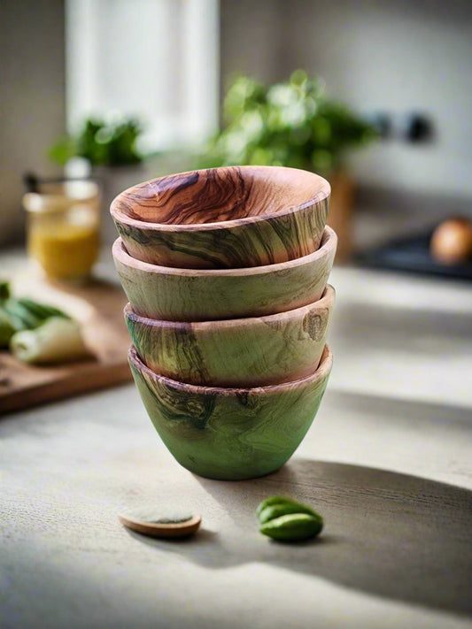 OLIVIKO 100% Handmade Olive Wood Small Bowl, snack Bowl 4.75 inch Bowl