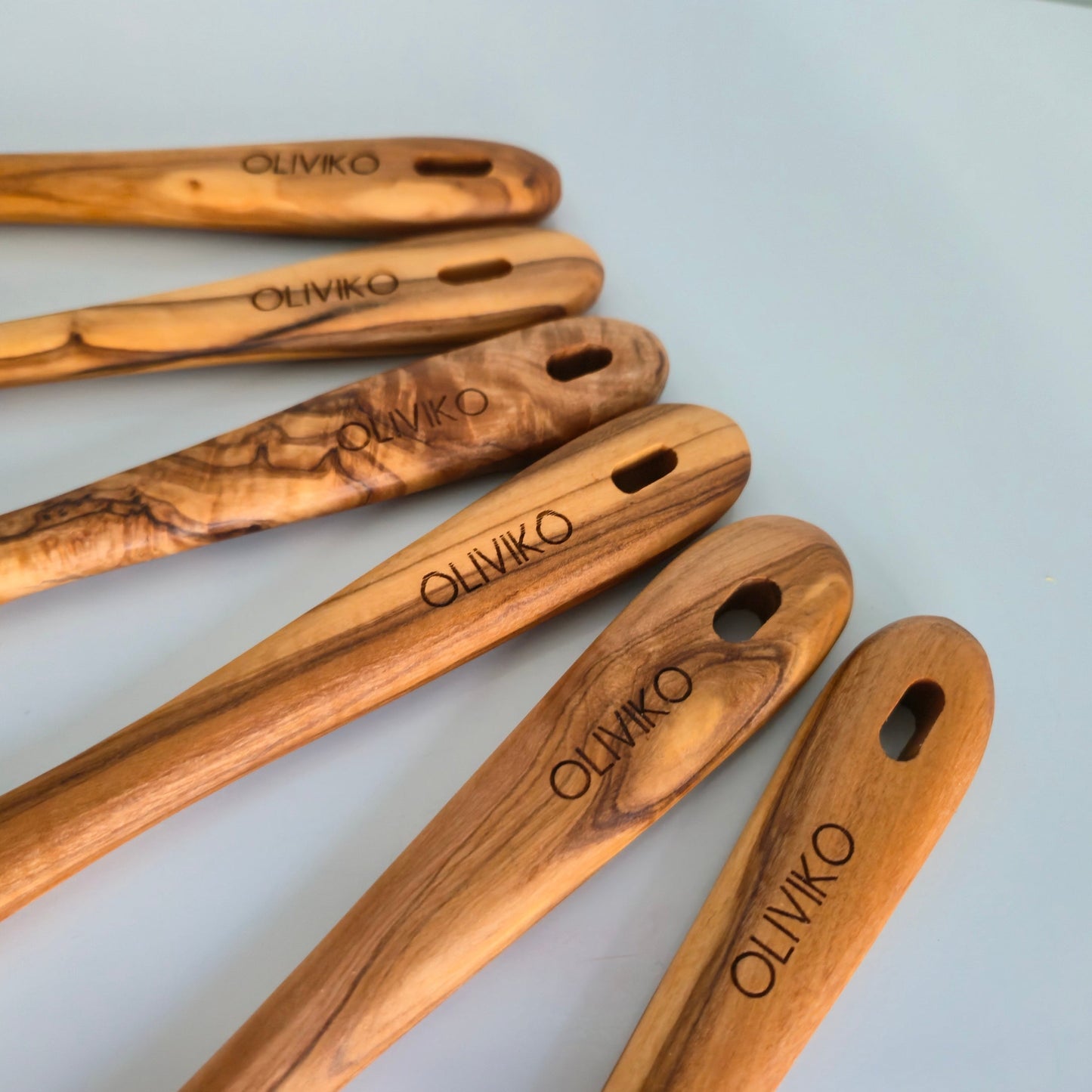 Handmade Olive Wood Utensils Kit of 6 Utensils 2 Spatula + 4 Spoon 100% Olive Wood