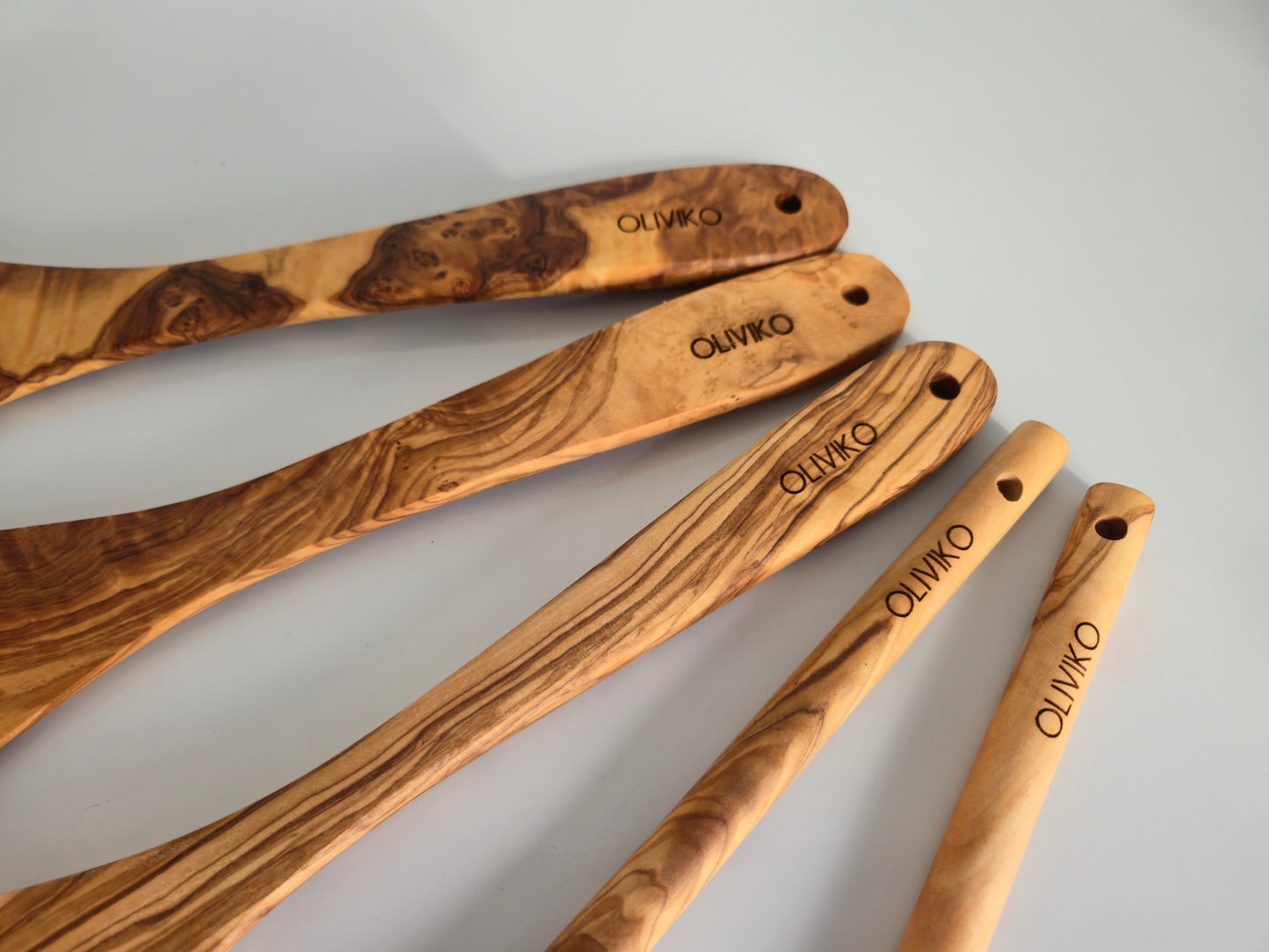 Olive Wood Utensils OLIVIKO Set - 2 Spatulas & 3 Spoons