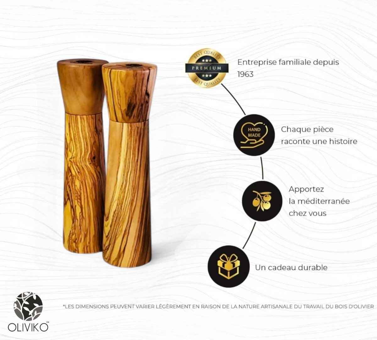 Olive Wood Salt and Pepper Mill – 9 Inch