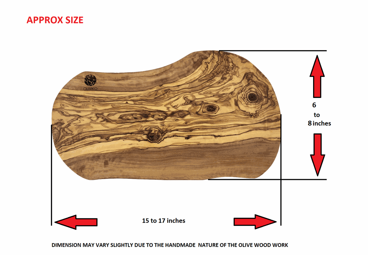 OLIVIKO Handmade 100% Olive Wood Cutting Board 16 L x 8 W inch / 40 L x W 20cm