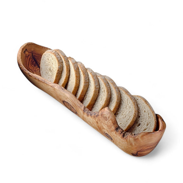 Handmade Olive wood Bread, fruit serving basket 14 L x 4 W inch / 35 L x 10 W cm