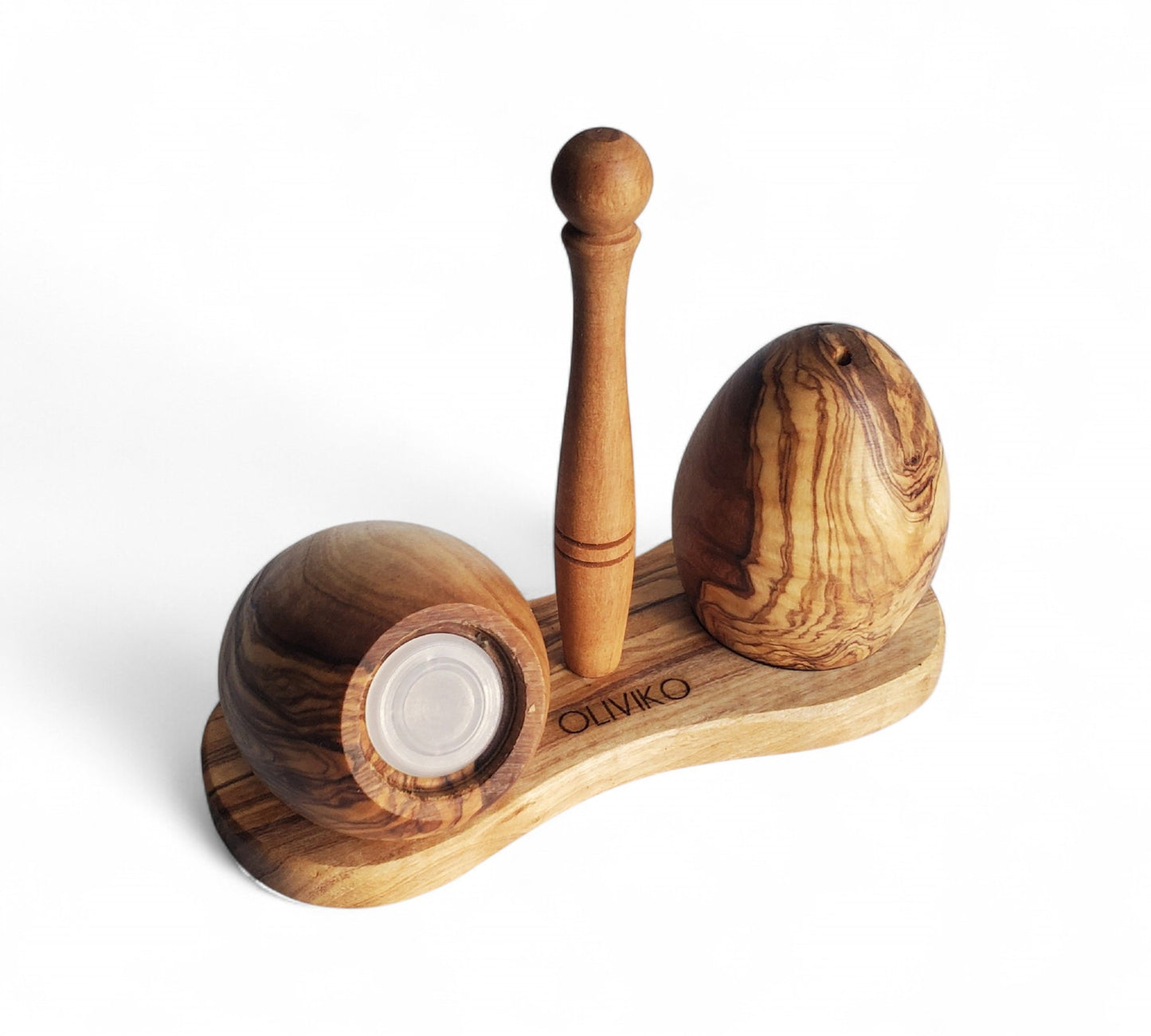 Handmade Olive Wood Egg Salt and Pepper shaker