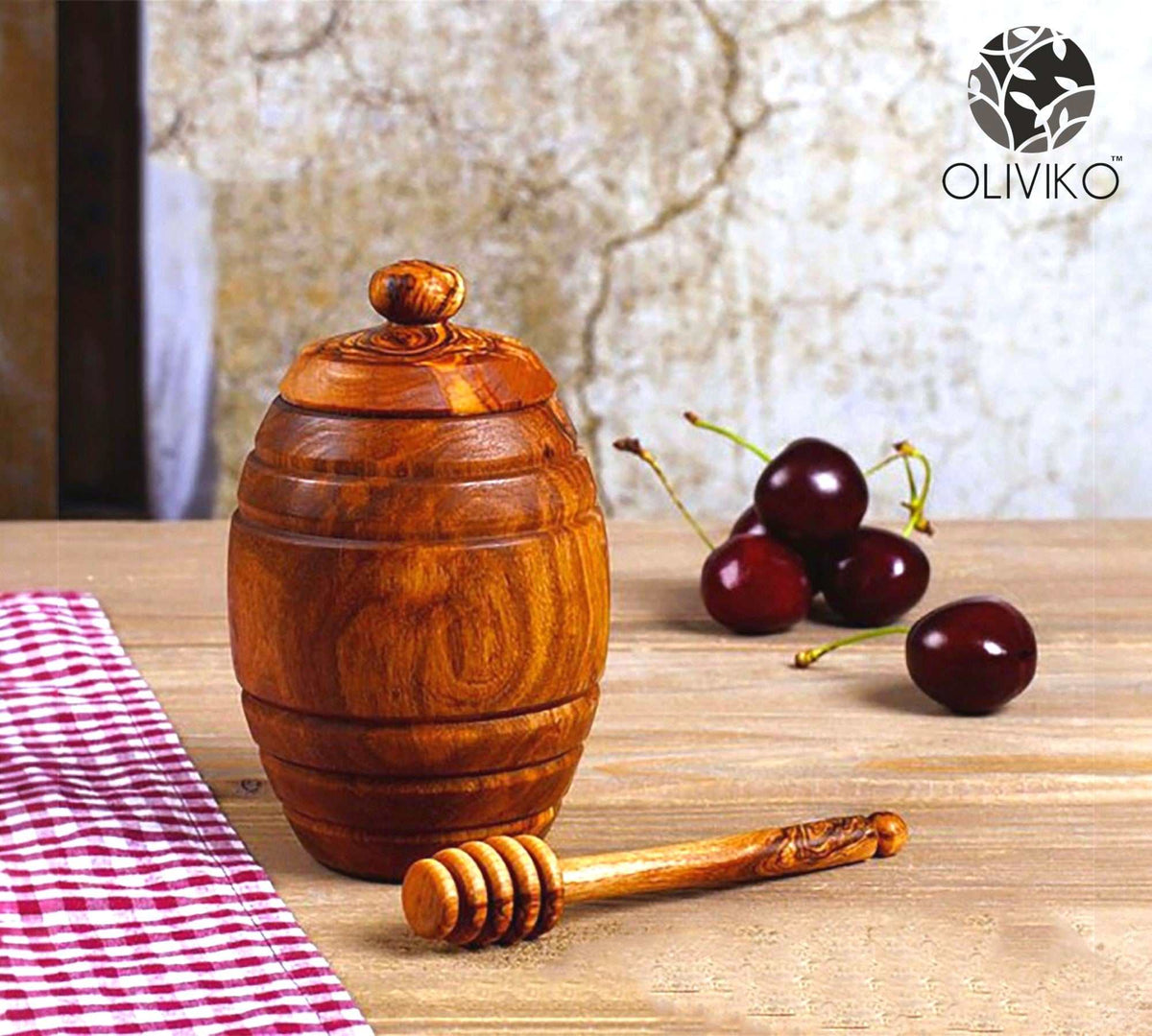 Olive Wood Honey Jars