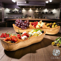 Olive wood fruit and bread basket handcrafted by OLIVIKO