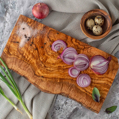 OLIVIKO Rectangular Olive Wood Cutting Board – 40 cm