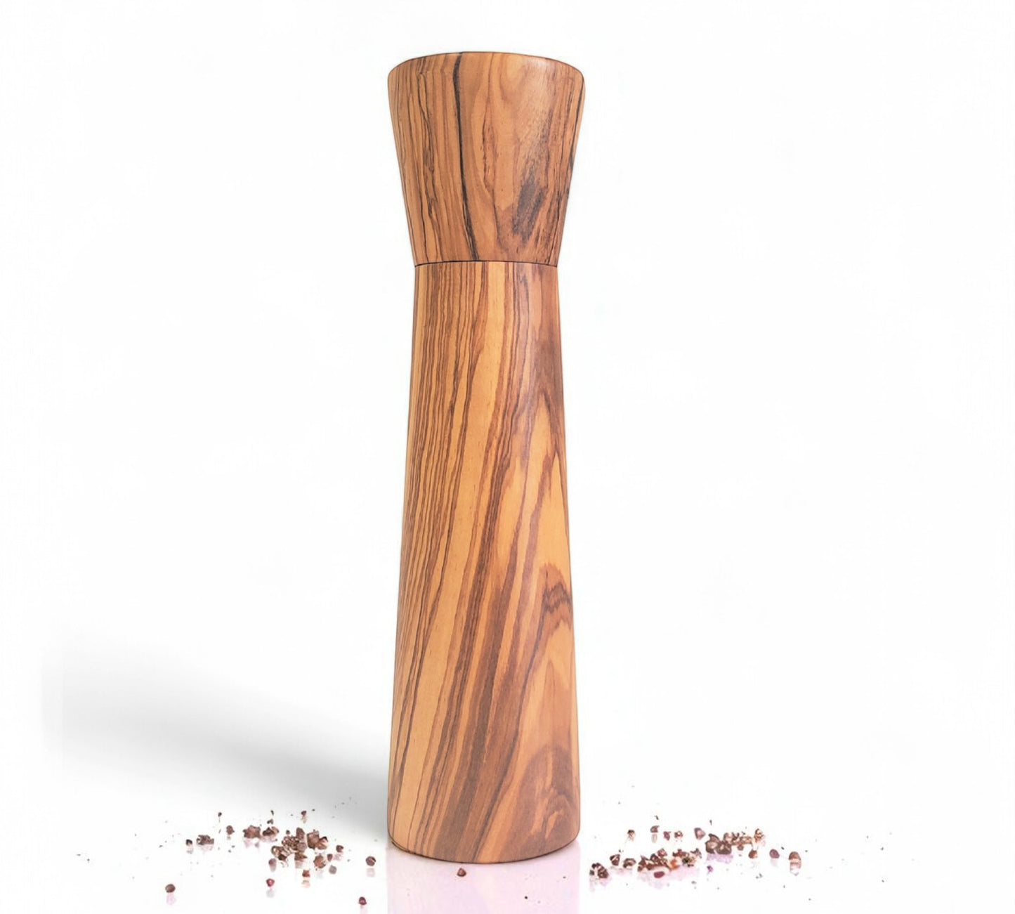 Olive Wood Mill with a Ceramic Mechanism, Grinder ( Salt, Pepper, Coffee, dried herbs and many spices) 9 inch height