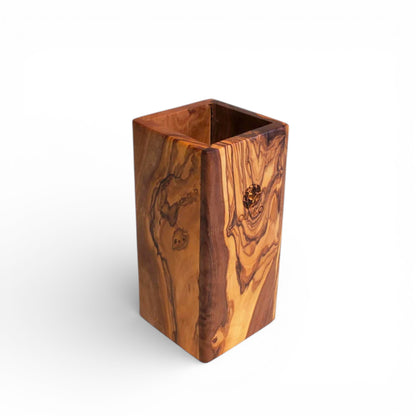 OLIVIKO Handcrafted Olive Wood Utensil Holder