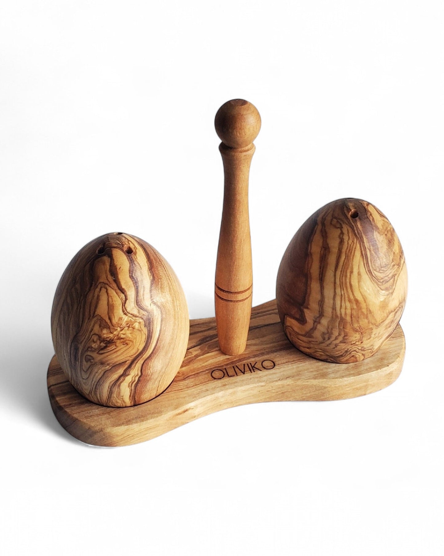 Handmade Olive Wood Egg Salt and Pepper shaker