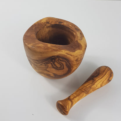 OLIVIKO 100% olive wood Mortar and Pestle Wooden Handmade