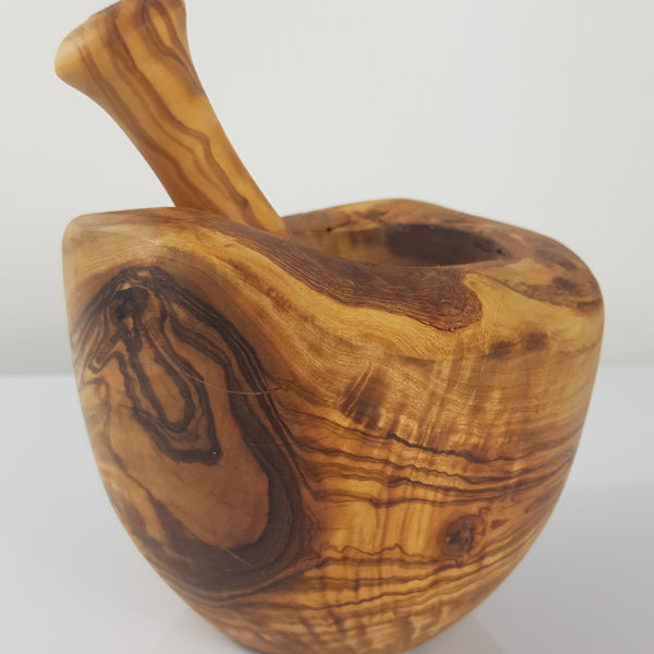 OLIVIKO 100% olive wood Mortar and Pestle Wooden Handmade