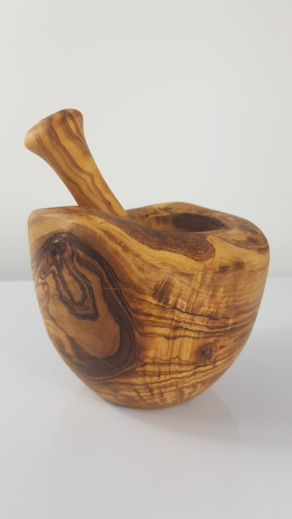 OLIVIKO 100% olive wood Mortar and Pestle Wooden Handmade