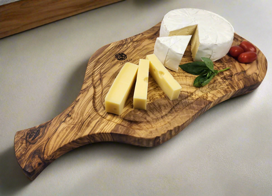 OLIVIKO 100% Olive Wood Cutting Board with Handle 20 L x 8 W Inch / 50 L x 20 W cm