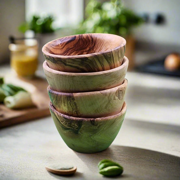 OLIVIKO 100% Handmade Olive Wood Small Bowl, snack Bowl 4.75 inch Bowl