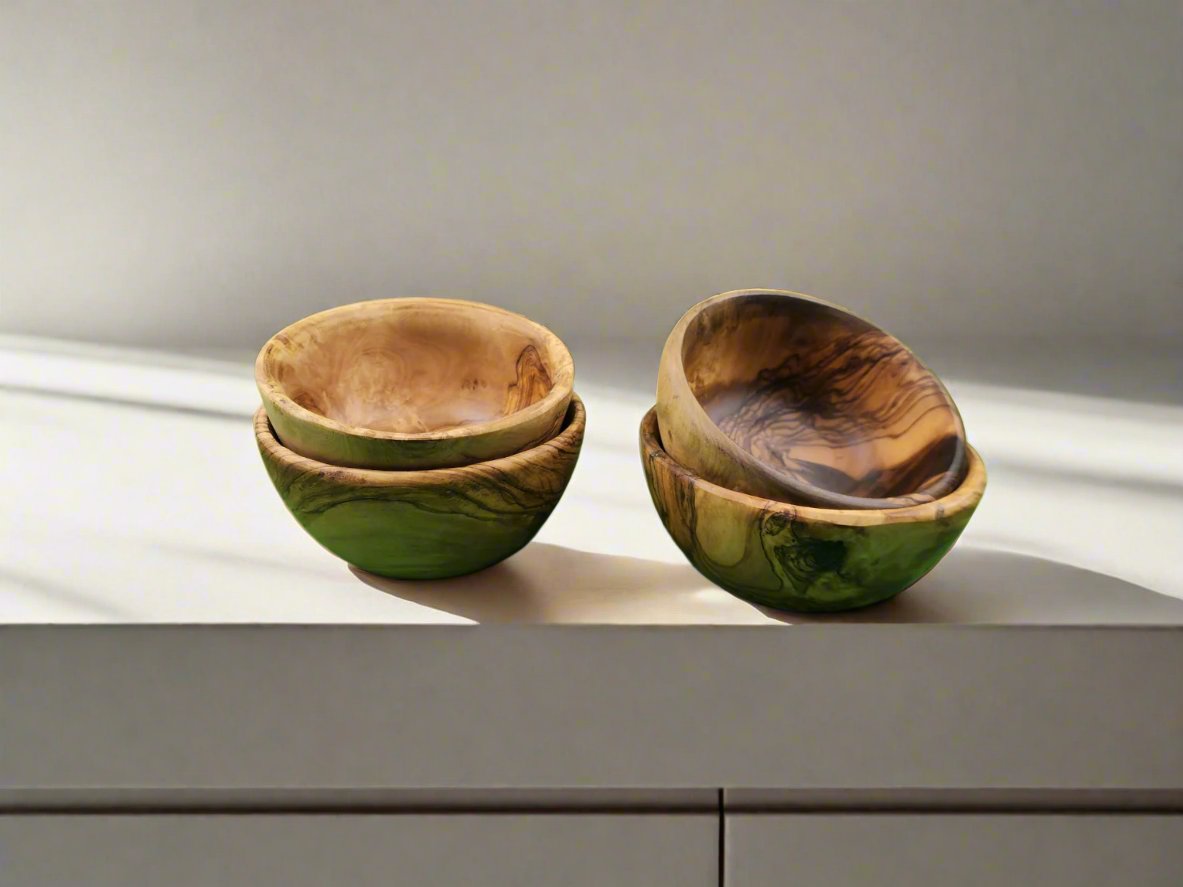 OLIVIKO 100% Handmade Olive Wood Small Bowl, snack Bowl 4.75 inch Bowl