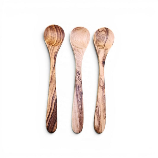 OLIVIKO Olive Wood Sugar & Spice Spoons – Set of 3