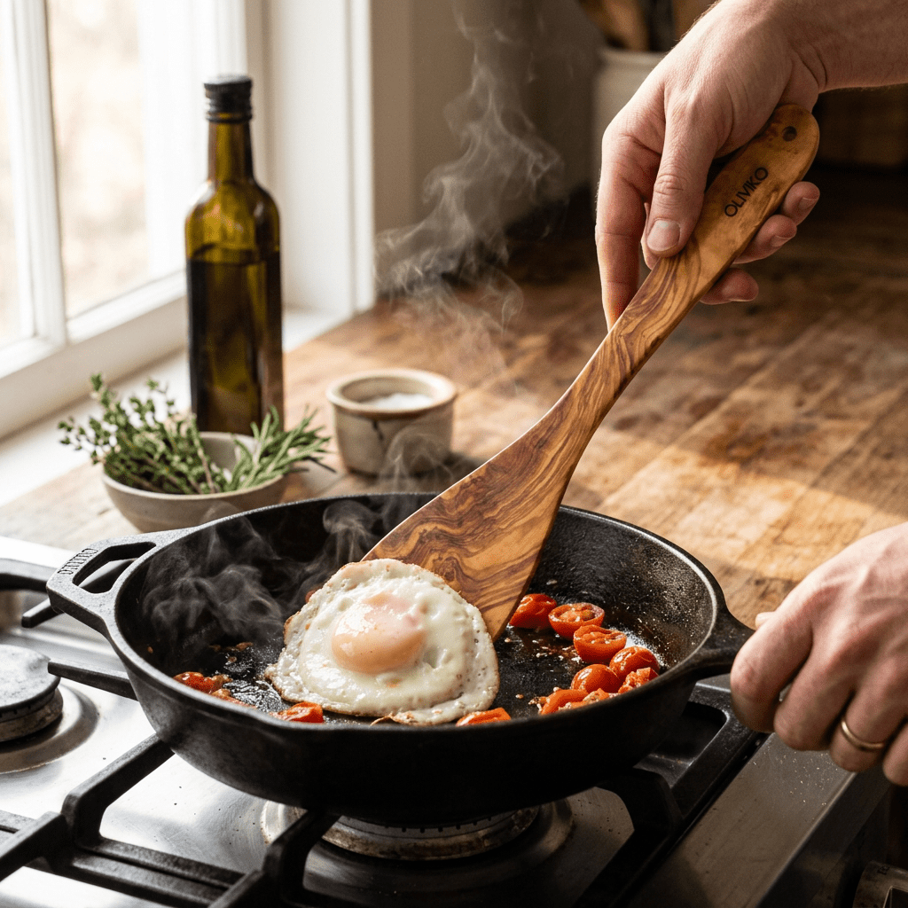 OLIVIKO Spatule en bois d'olivier fabriquée à la main – 30,5 cm