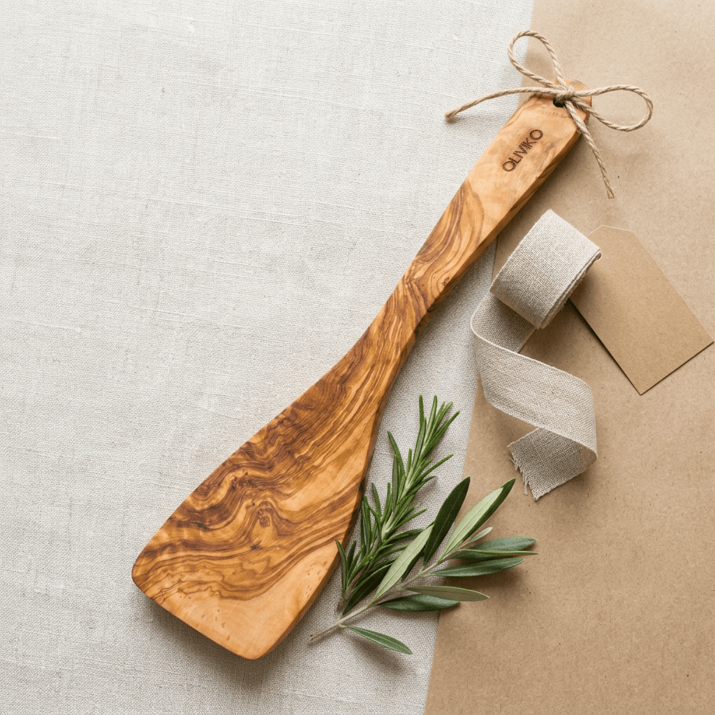 OLIVIKO Spatule en bois d'olivier fabriquée à la main – 30,5 cm