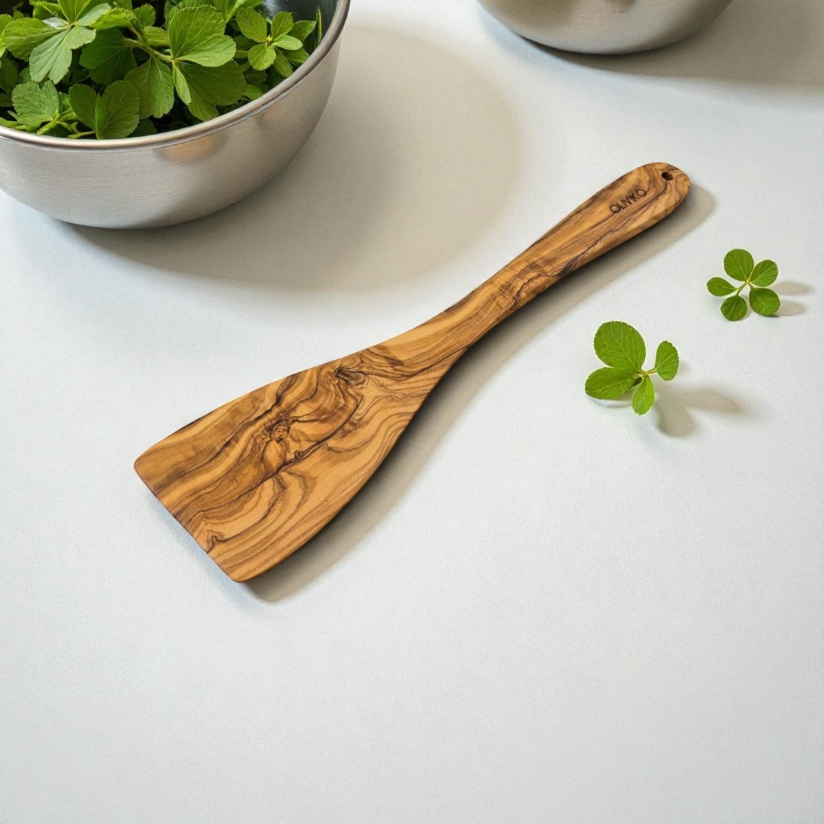 OLIVIKO Handcrafted Olive Wood Spatula – 12 Inch