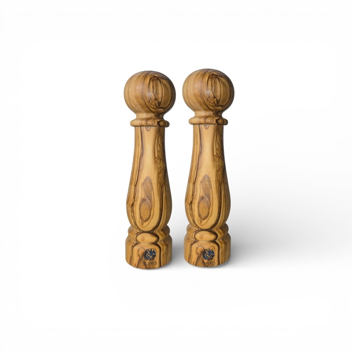 OLIVIKO Olive Wood Salt & Pepper Mill Set of 2 – 9 Inch | CrushGrind® Ceramic