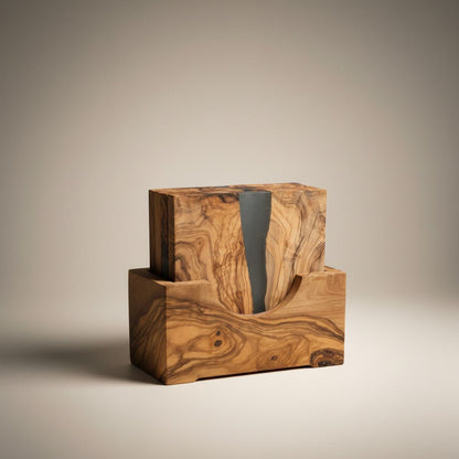 OLIVIKO olive wood and epoxy resin coaster set – beautiful contrast of natural wood and colorful resin inlay