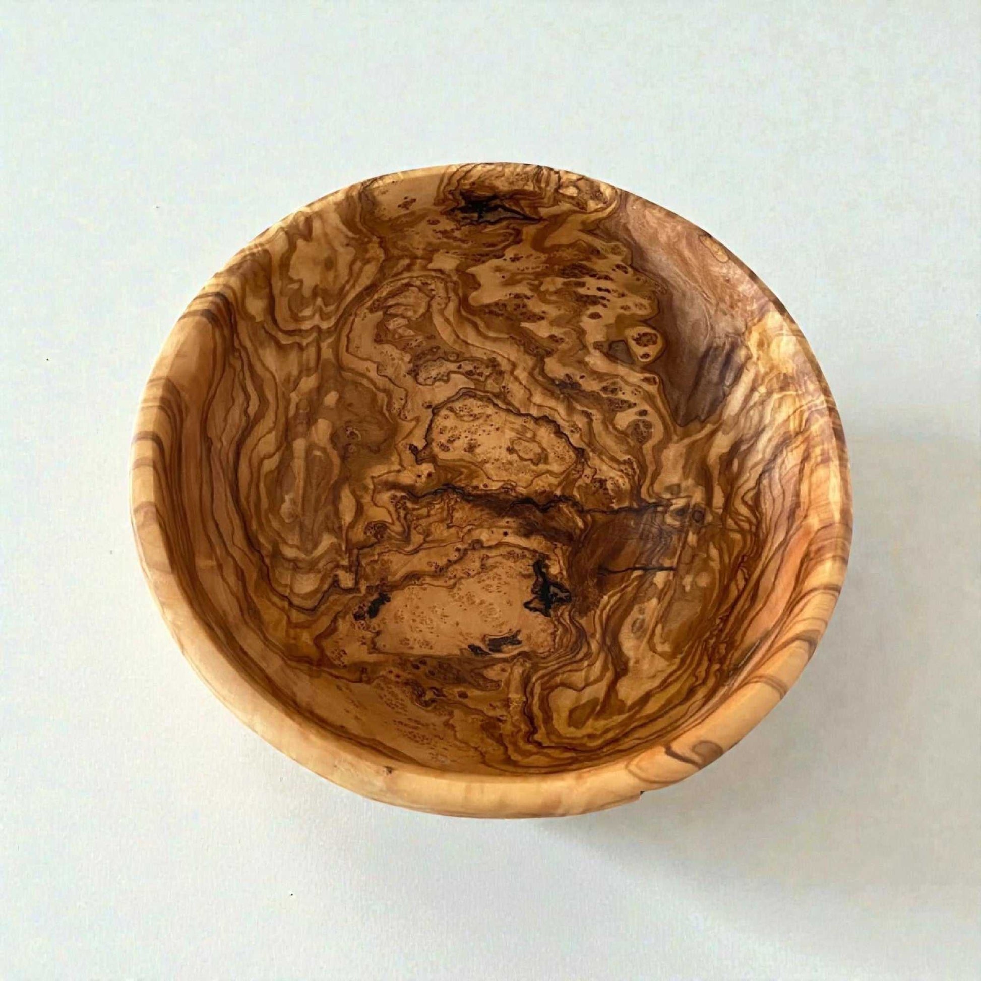 OLIVIKO Olive Wood Bowl handcrafted from natural olive wood with unique grain patterns and polished finish