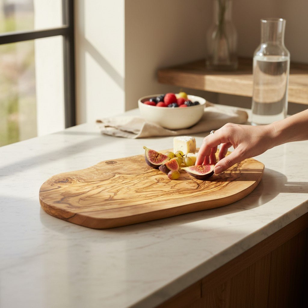 OLIVIKO Oval Olive Wood Cutting Board – 35 cm