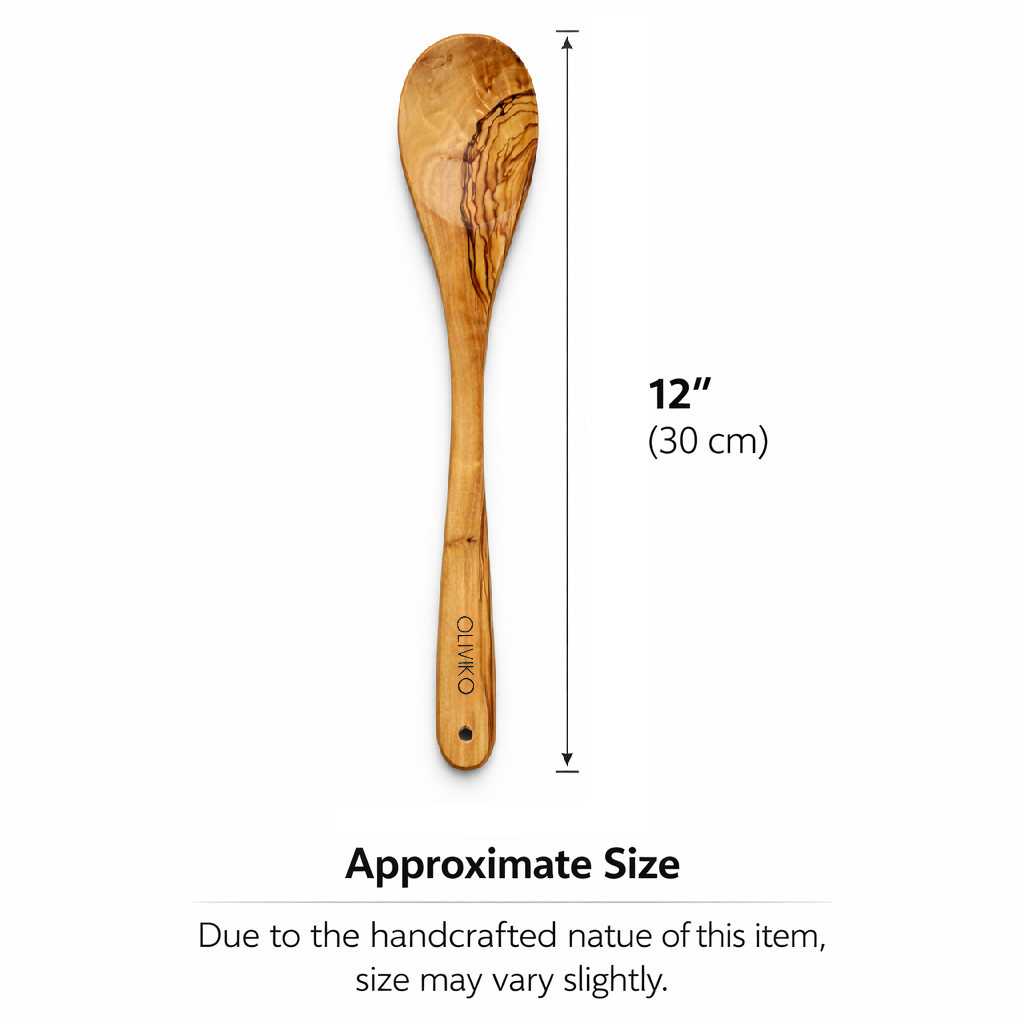 OLIVIKO Olive Wood Kitchen Set – 6 Piece with Salad Tongs