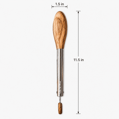 OLIVIKO Olive Wood & Stainless Steel Kitchen Utensils Tongs – 11.5"