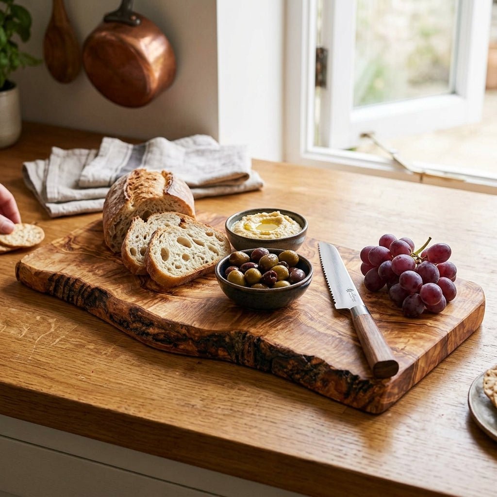 OLIVIKO rectangular olive wood cutting board, natural grain