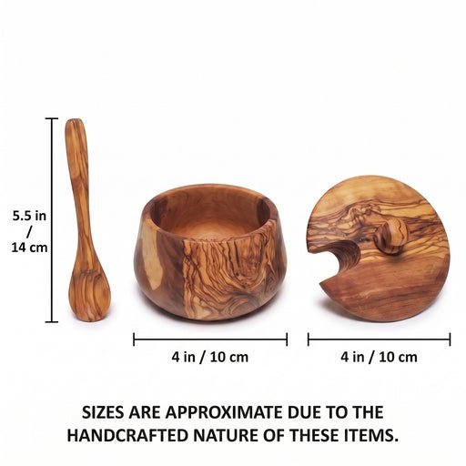 OLIVIKO™ Olive Wood Sugar Box Container With Lid