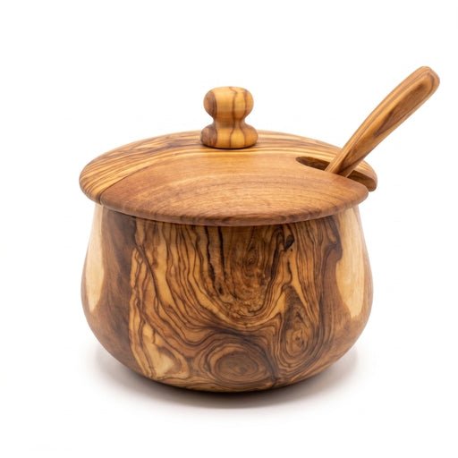 OLIVIKO™ Olive Wood Sugar Box Container With Lid
