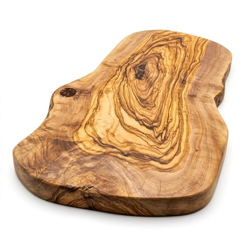 OLIVIKO handmade 16x8 inch olive wood cutting board with natural grain patterns