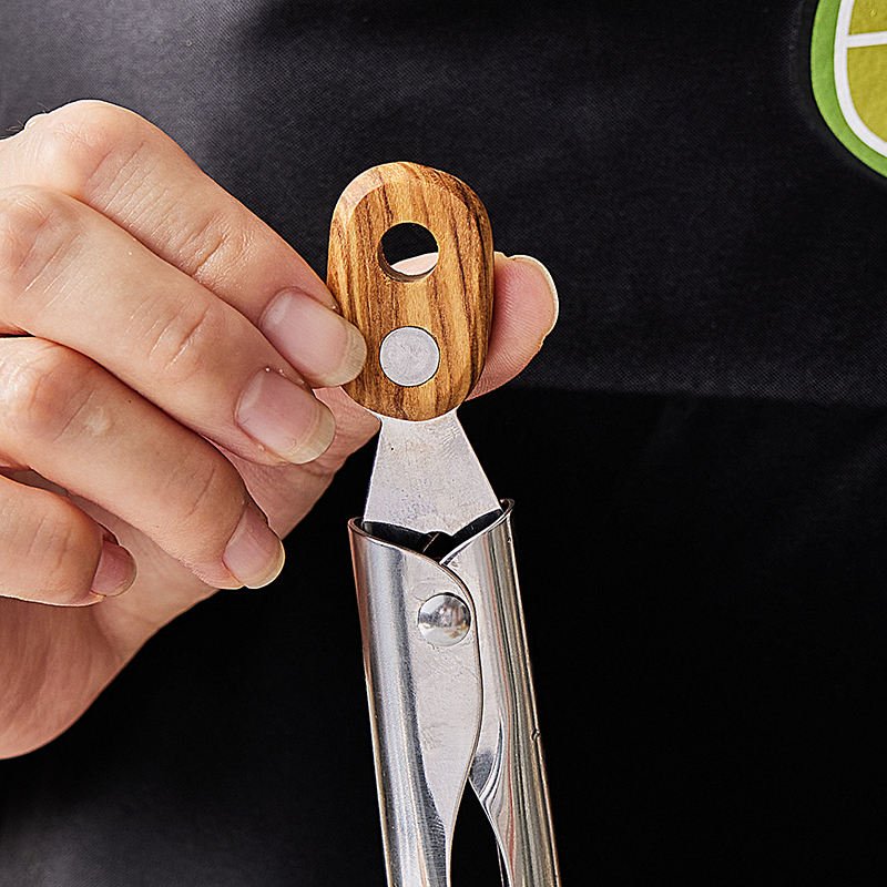 OLIVIKO Olive Wood & Stainless Steel Kitchen Utensils Tongs – 11.5"
