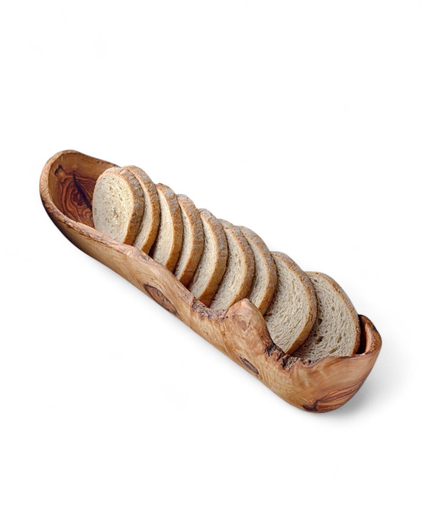 Handmade Olive wood Bread, fruit serving basket 14 L x 4 W inch / 35 L x 10 W cm