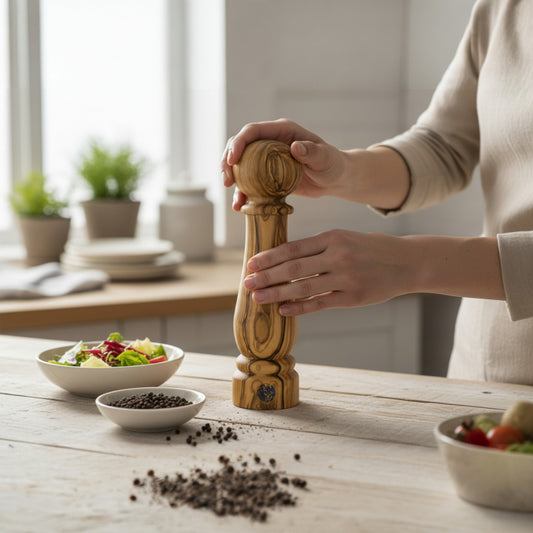 OLIVIKO  Olive Wood Salt & Pepper Grinder mill | CrushGrind® Ceramic 9 inches