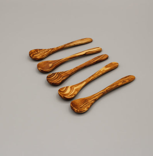 OLIVIKO Olive Wood Sugar & Spice Spoons – Set of 3