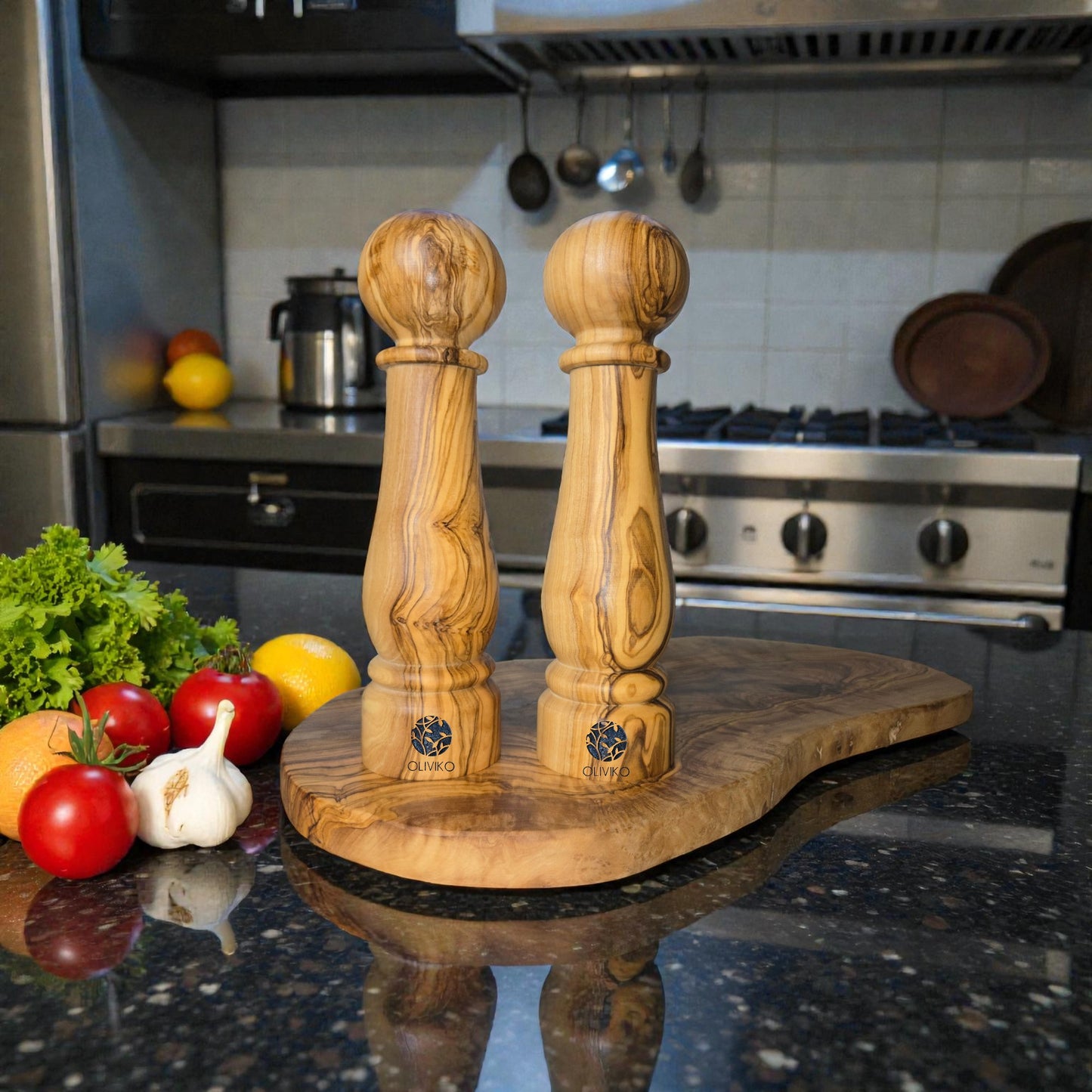 OLIVIKO  Olive Wood Salt & Pepper Grinder mill | CrushGrind® Ceramic 9 inches