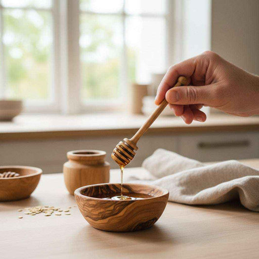 Handcrafted Olive Wood Honey Dipper – Natural & Food-Safe