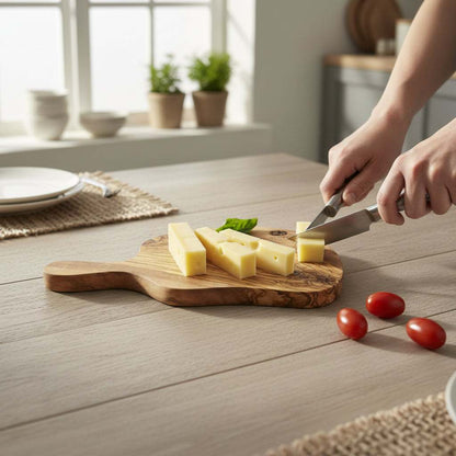 Handmade olive wood chopping board, 12.5x7.25 inch, solid Mediterranean olive wood for chopping and serving