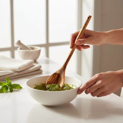 OLIVIKO Cuillère de cuisine artisanale en bois d'olivier – 30 cm