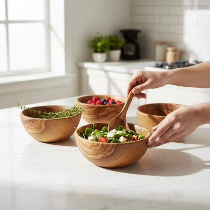 OLIVIKO Olive Wood Bowl handmade small snack bowl with natural Mediterranean olive wood grain patterns