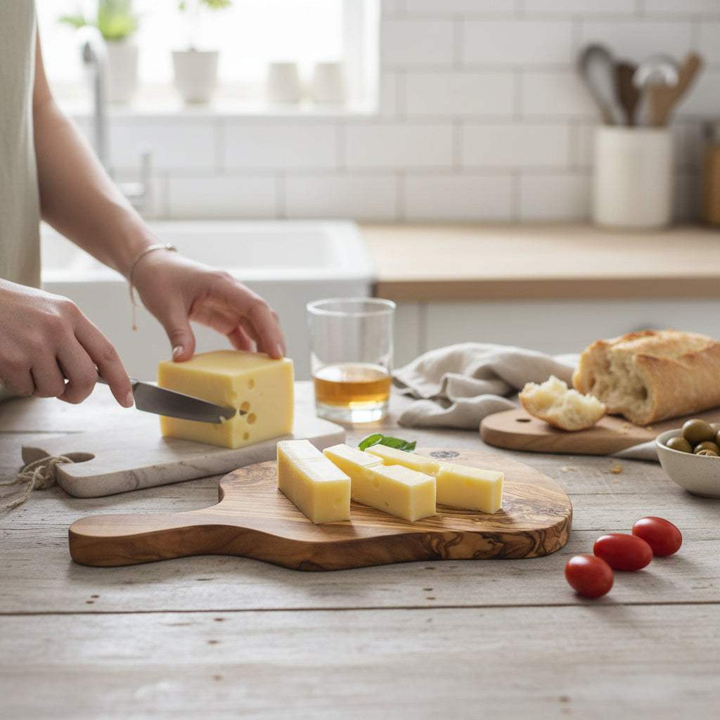 Handmade 100% olive wood chopping board with natural grain, ideal for chopping bread, fruit, and meat, 12.5 x 7.25 inches